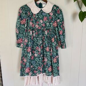 Vintage Girl’s Rare Editions White and Pink Pleated Sundress with Bishop Sleeves